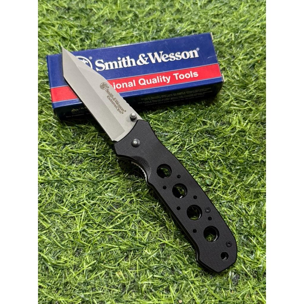 มีดหั่นผลไม้ มีดทำครัว มีดพับSmith&Wesson สีดำ คุณภาพดี