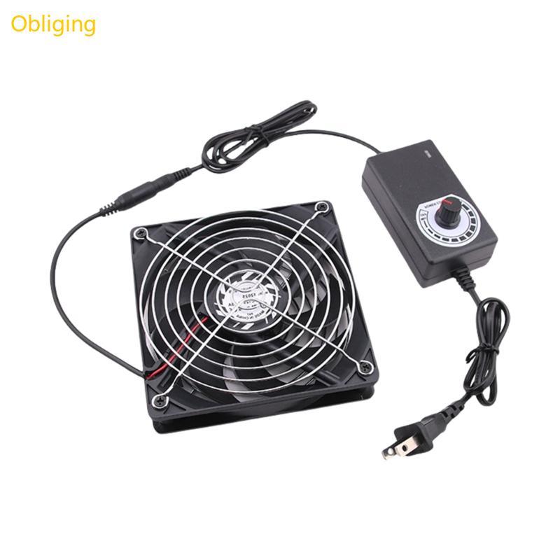 Obliging US Plug 120 มม.ปรับความเร็วพัดลม 220V 240V พัดลม 2750RPM และย่างป้องกันสําหรับพีซีและอิเล็ก