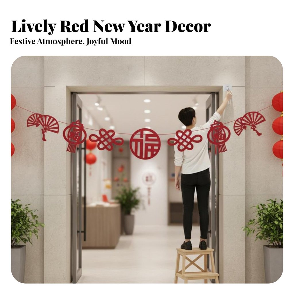 แบนเนอร์ไม่ทอตรุษจีน 2026 ม้าปีวันหยุด Festoon, Mall & Home Decor