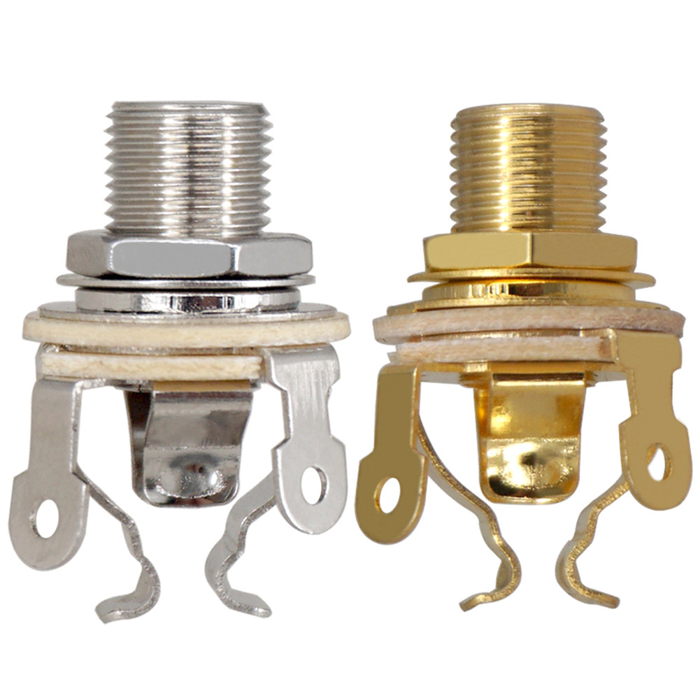 2 ชิ้น 1/4 นิ้ว 6.35 มิลลิเมตรกีตาร์ Pickup Output Jack กีตาร์โลหะ Mono Jack Socket Mono Output Jack