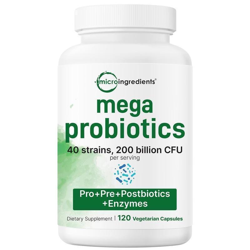 Micro-ingredient Super Probiotics2001 พันล้านหน่วยแบคทีเรีย,120แคปซูลมังสวิรัติ LQIG N7M5