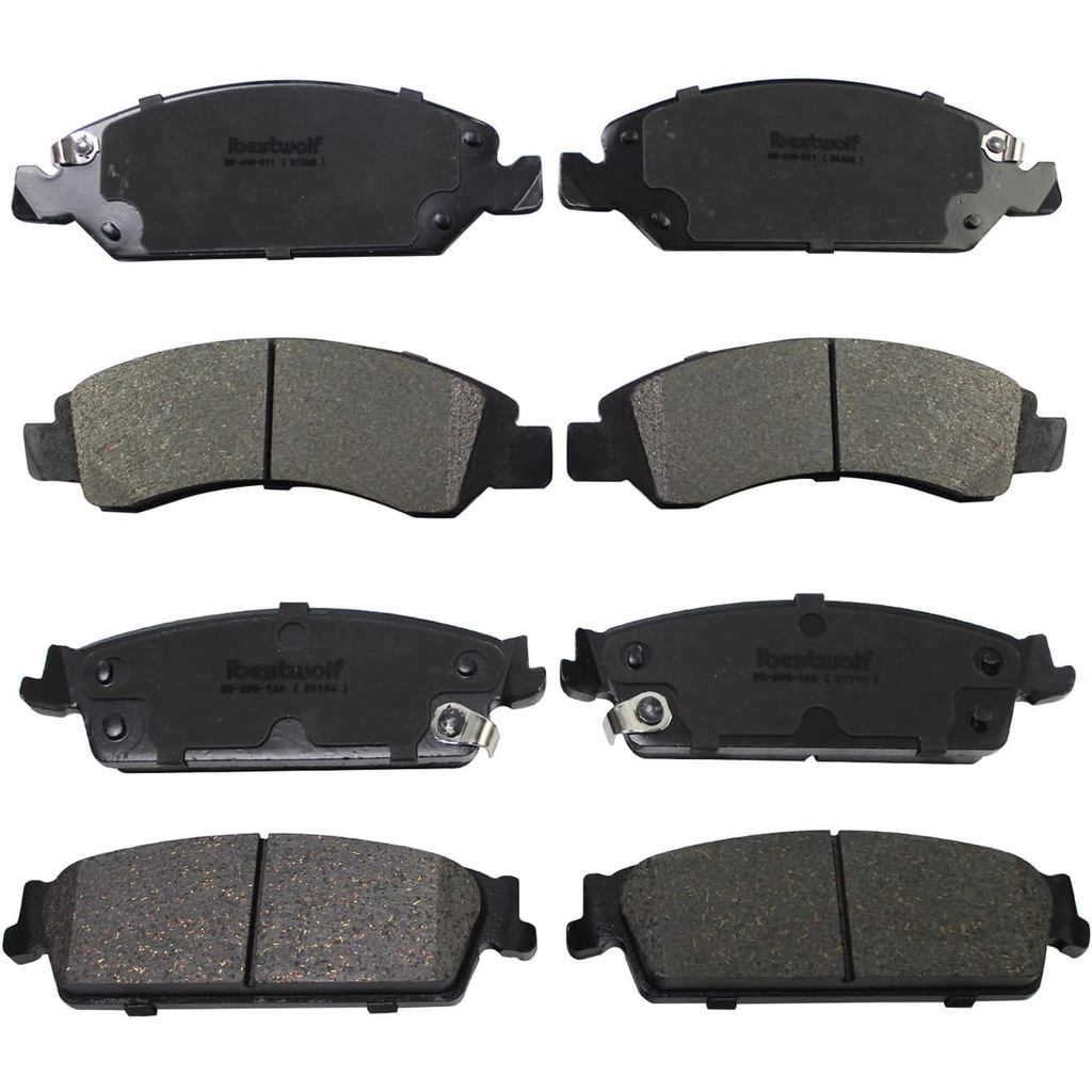 ด้านหน้าและด้านหลังเซรามิคเบรคสําหรับ 2008-2013 2014 Chevy Avalanche Silverado 1500 Suburban 1500 Ta