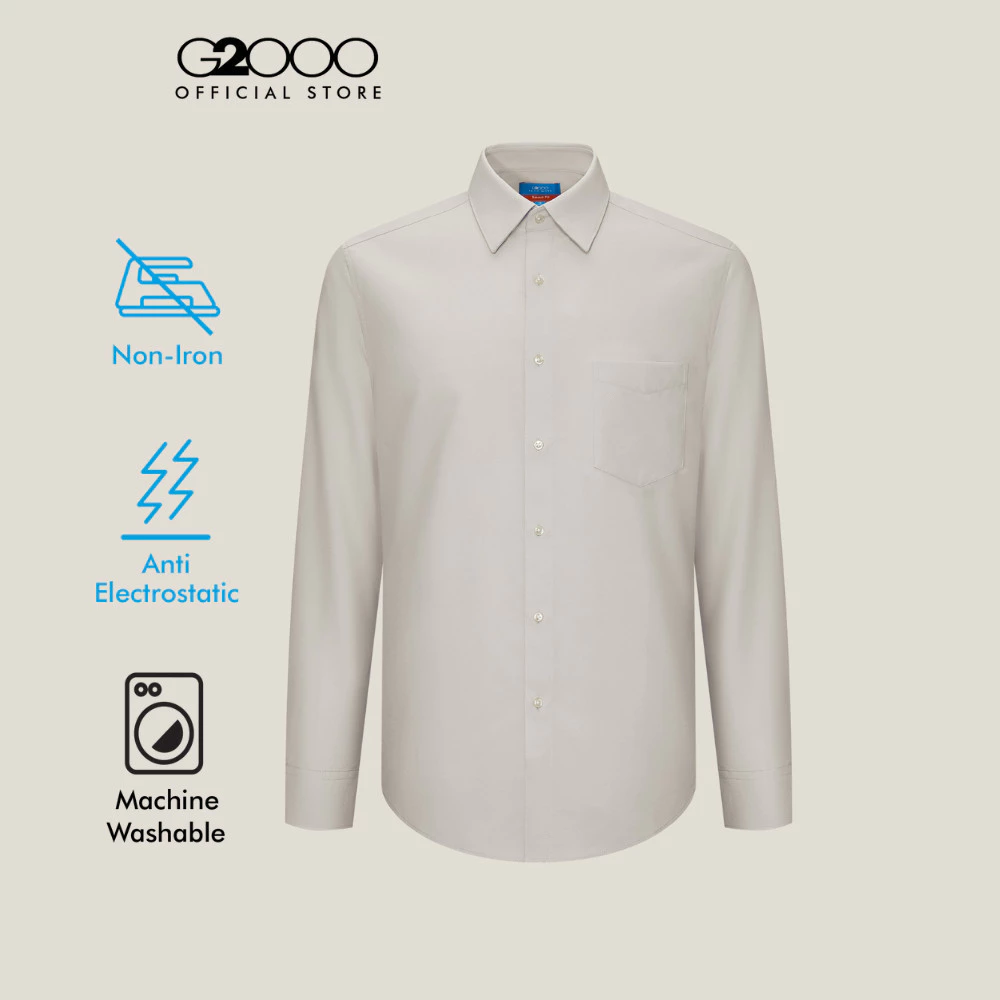 G2000 เสื้อเชิ้ตแขนยาวแบบทางการสำหรับผู้ชาย Smart Fit รุ่น 5112253208 สีเบจ