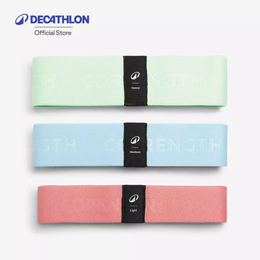 Decathlon Fabric Glute Resistance Bands - Tri-Pack ยางยืดบริหารสะโพกด้วยแรงต้านแบบผ้า (แพ็ค 3 เส้น) - Multi Color