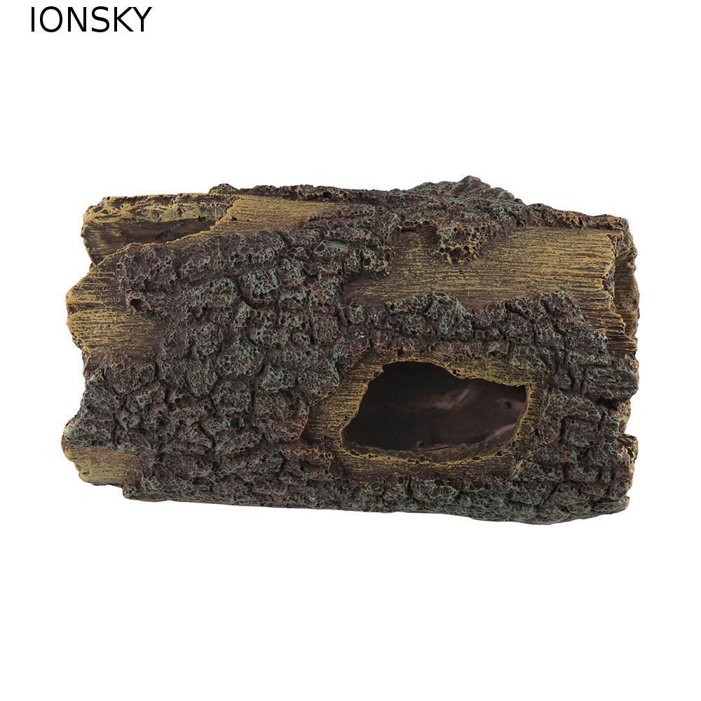 IONSKY Fish House เรซิ่น Hollow Tree Trunk Cave Wood House Tree Trunk เครื่องประดับตกแต่งตู้ปลา