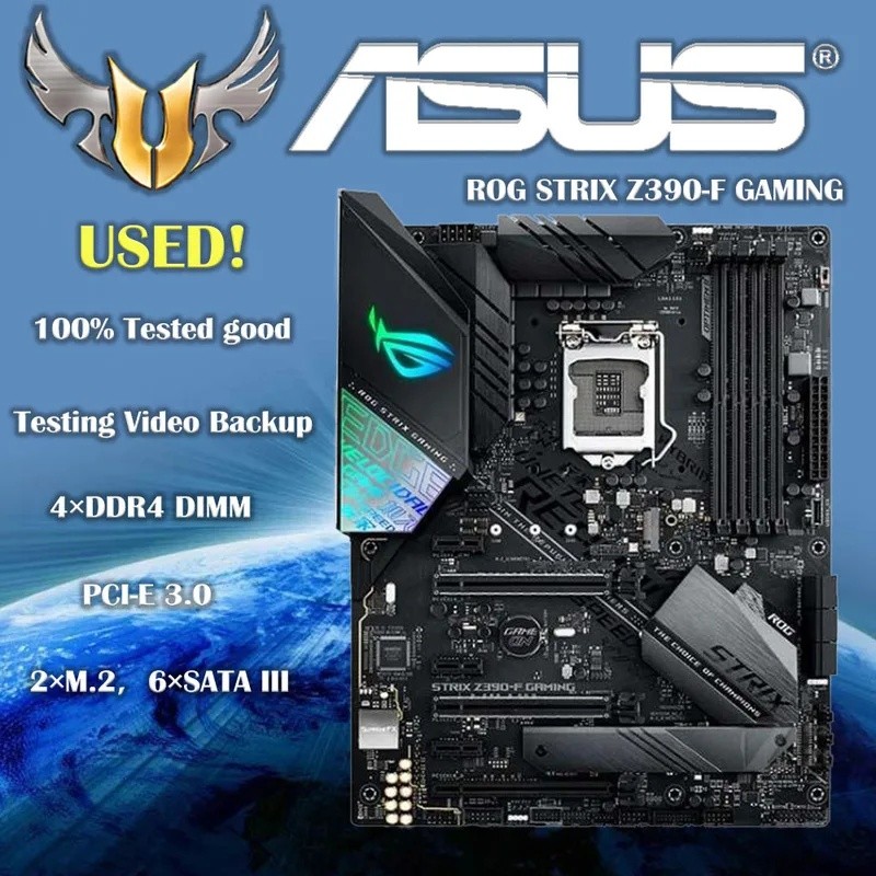 LGA 1151 Asus ROG STRIX Z390-F GAMING เมนบอร์ด DDR4 Intel 8th 9th-Gen I9 I7 I5 I3 128GB RGB CrossFir