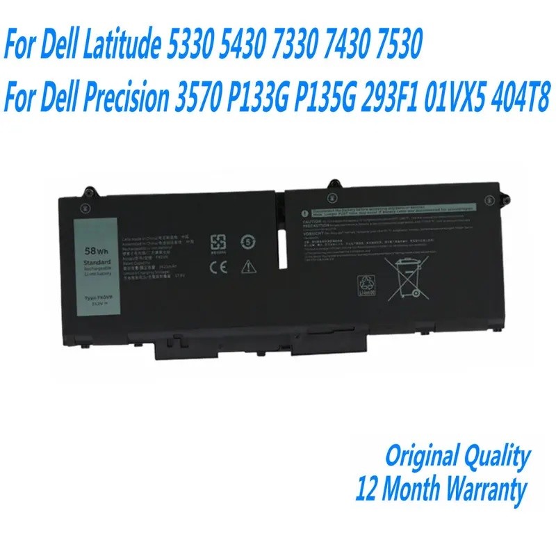 FK0VR แบตเตอรี่แล็ปท็อปสําหรับ Dell Latitude 5330 5430 7330 7430 7530 สําหรับ Dell Precision 3570 P1
