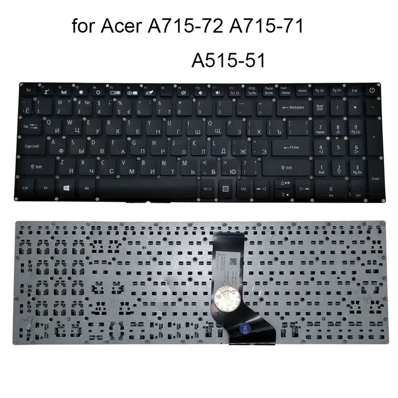 รัสเซียแป้นพิมพ์แล็ปท็อปสําหรับ Acer Aspire 5 A515-51 A515-51G A715-72 7 A715-71 A715-72G A717-72 RU