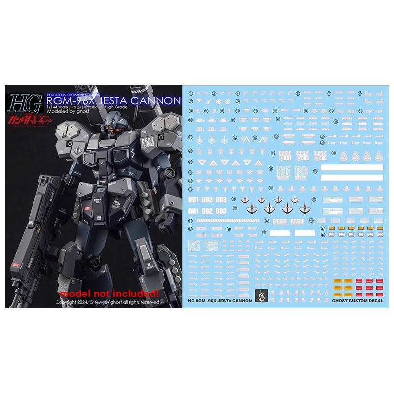 YAN Decal สําหรับ HG RGM-96X Jesta Cannon ความแม่นยําสูงเรืองแสงสติกเกอร์น้ํารุ่นรายละเอียด DIY อะไห