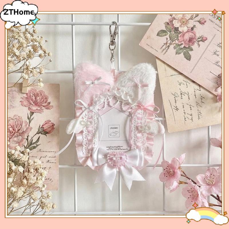 BEK Kawaii Plush Lace Photocard Holder Anime Lolita Card Display อัลบั้ม Protector สําหรับแฟนไอดอลโรงเรียนและตกแต่งใช้ ITC