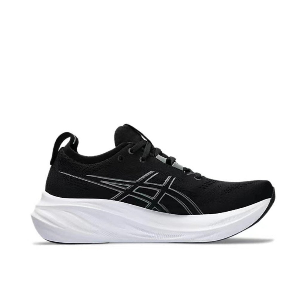 Asics NIMBUS 26 ผู้ชายและผู้หญิง Black Knight Marathon น้ําหนักเบา Rebound และ Cushioned รองเท้าวิ่ง