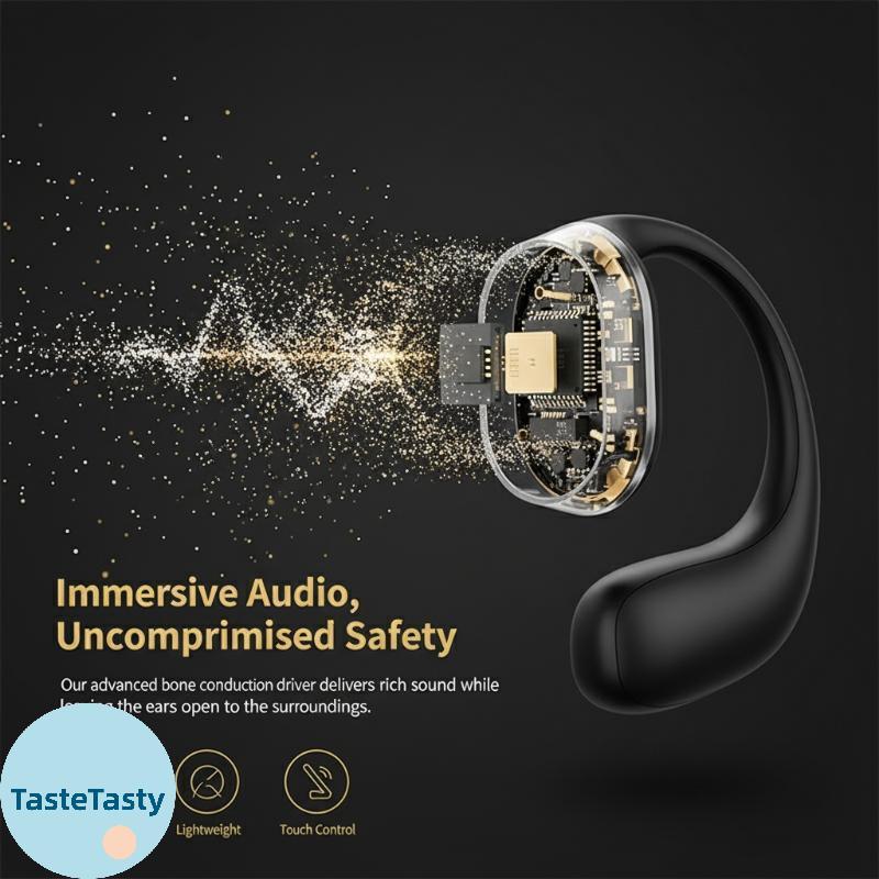TasteTasty Open Ear Air Conduction หูฟังไร้สายหูฟังตะขอ Secure Fit สําหรับวิ่งกลางแจ้งขี่จักรยาน Gym