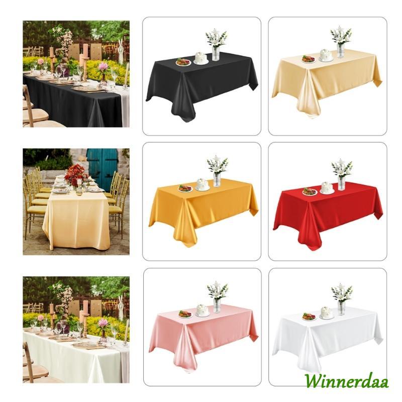 WIN ผ้าปูโต๊ะผ้าซาตินสี่เหลี่ยม 57 X 71 นิ้ว Draped Overlay ผ้าเรียบ Silky ตารางสําหรับจัดเลี้ยง Set