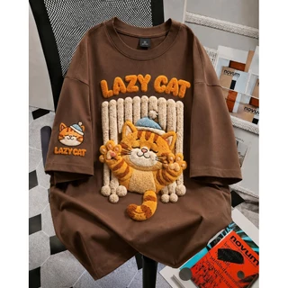 COD จัดส่งตลอด 24 ชั่วโมง Fanfei เสื้อยืดคอกลมแขนสั้น ทรงหลวมสไตล์สตรีท พิมพ์ลายการ์ตูนน่ารัก ผ้าฝ้ายแท้ ทันสมัย