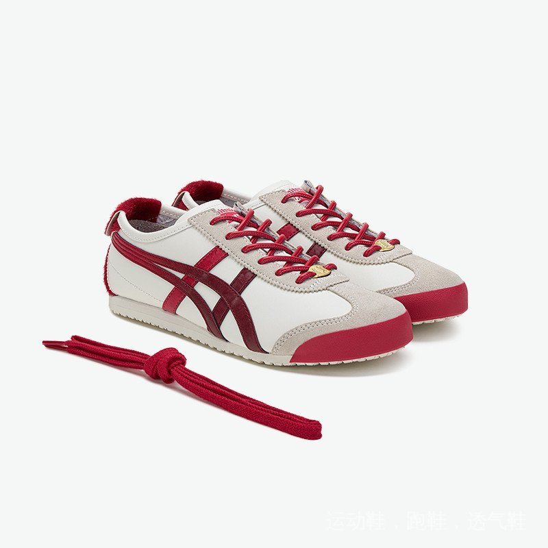 A2G9 Asics สไตล์ใหม่ Red Onitsuka Tiger Mexico 66 รองเท้าลําลอง รองเท้าวิ่ง Unisex AF1O