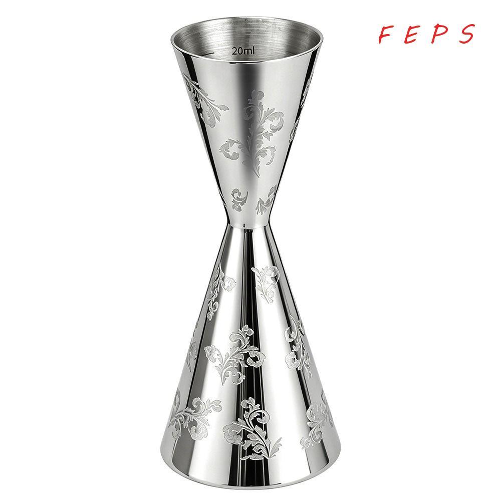 FEPS Double Head Jigger, สแตนเลส 30/60ml Didi Jigger Cup, Professional Leaves Stripe Design Bartendi