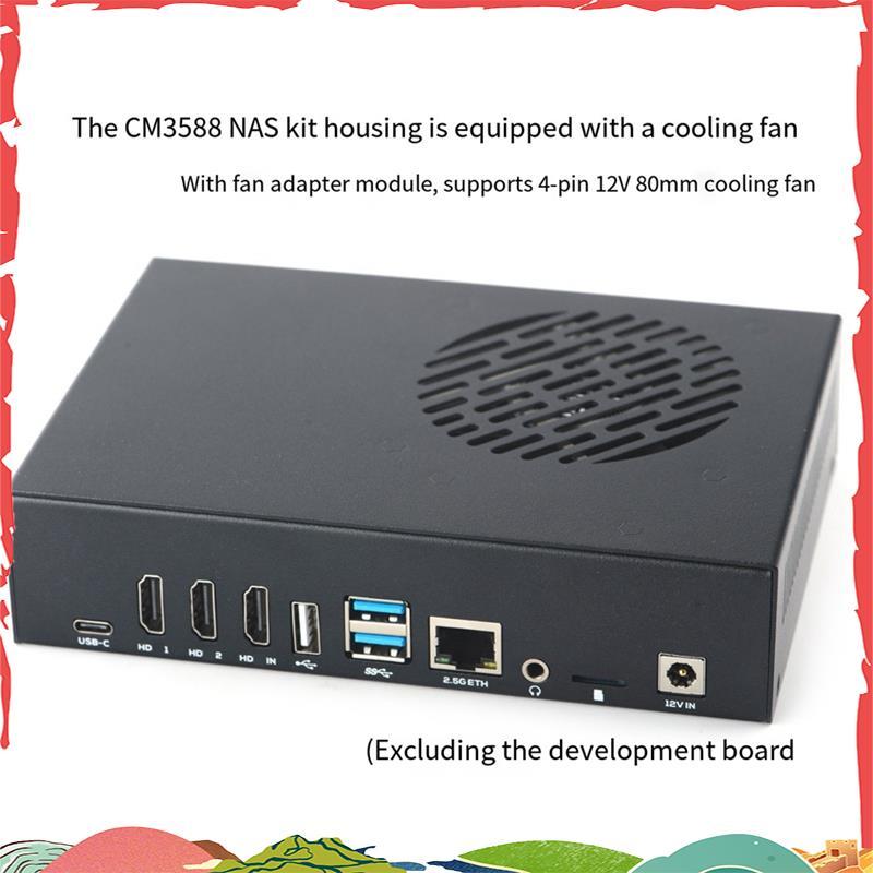 CM3588 NAS ชุดโลหะอลูมิเนียมสําหรับ RK3588 CPU Board Coolling พัดลม RTC แบตเตอรี่ฮีทซิงค์ 4-Pin 12V 