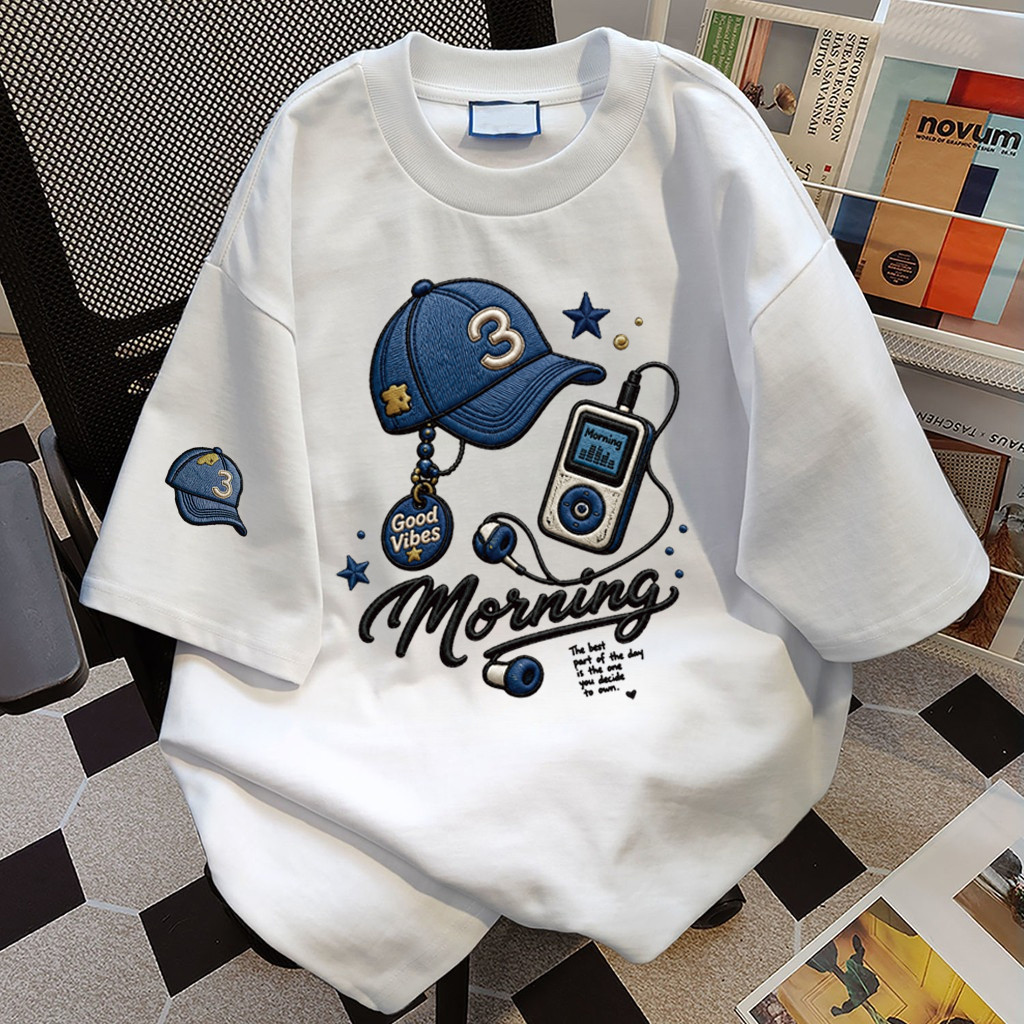 (COD จัดส่ง 24 ชั่วโมง) เสื้อยืดโอเวอร์ไซซ์ผู้หญิง ผ้านุ่มหนา Morning แฟชั่นสไตล์เกาหลี