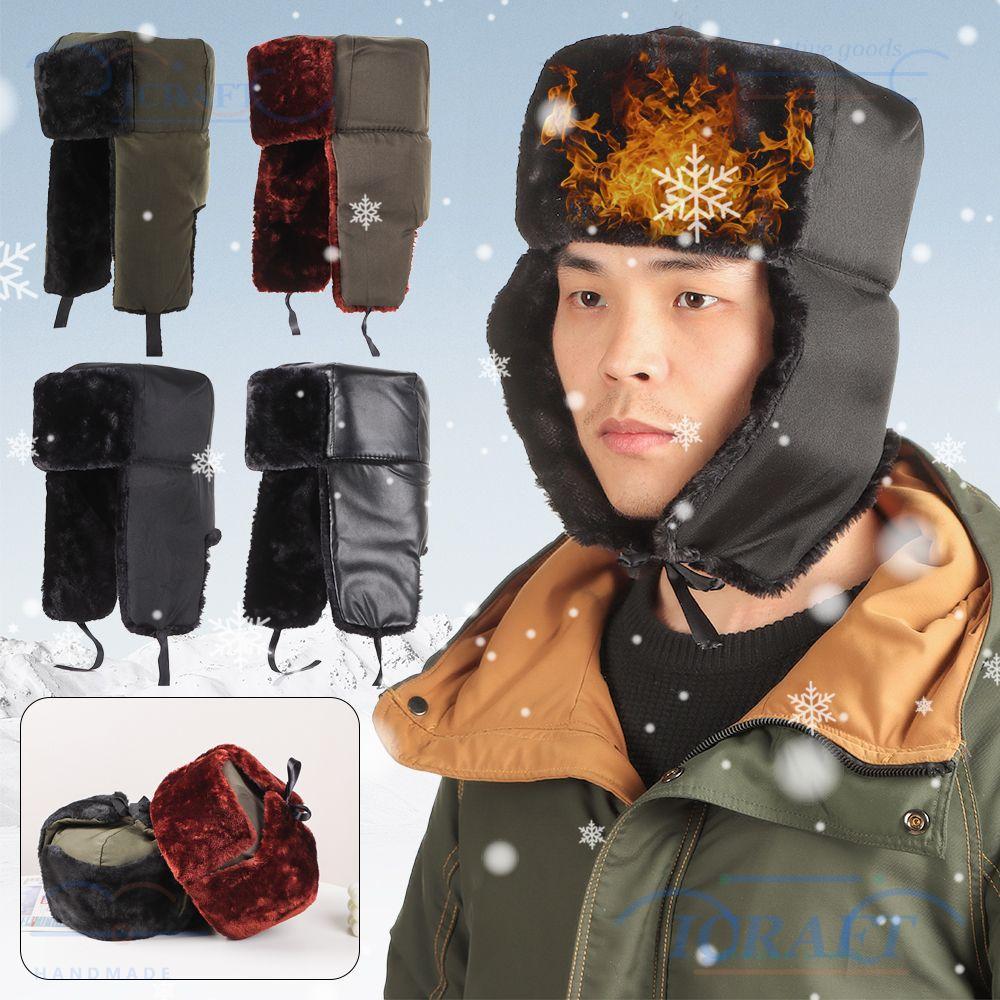 CRAFT Trapper Bomber Hats Bonnet Warm Winter Men Fur Ski Hat