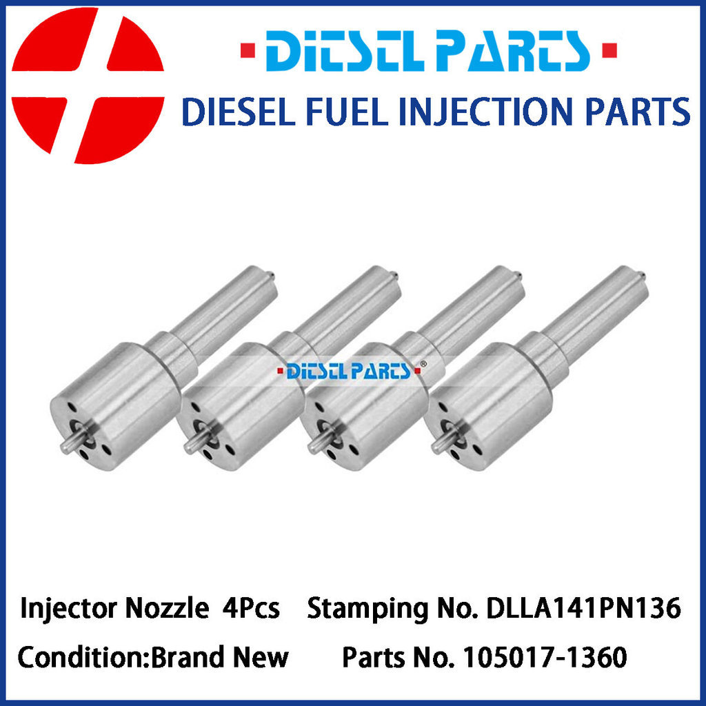 เคล็ดลับหัวฉีดหัวฉีดน้ํามันเชื้อเพลิงดีเซล 4 ชิ้น DLLA141PN136 105017-1360MAZDA TF TM 105118-5480/54