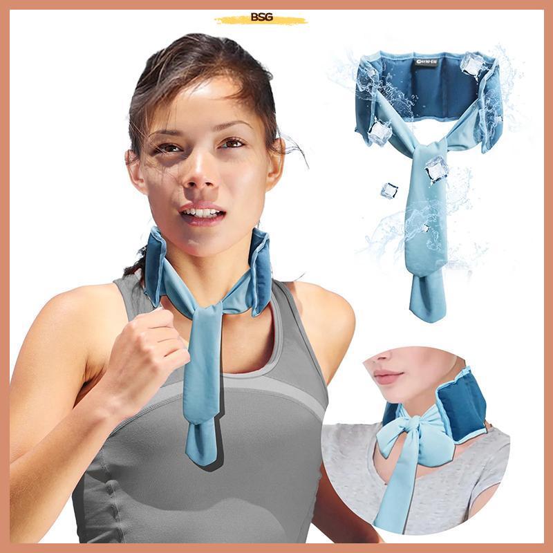 BSG 35*9 ซม.ฤดูร้อนคอ Cooling Cold Sensation ผ้าพันคอน้ําแข็ง Ice Pack กีฬา Headscarf BSG