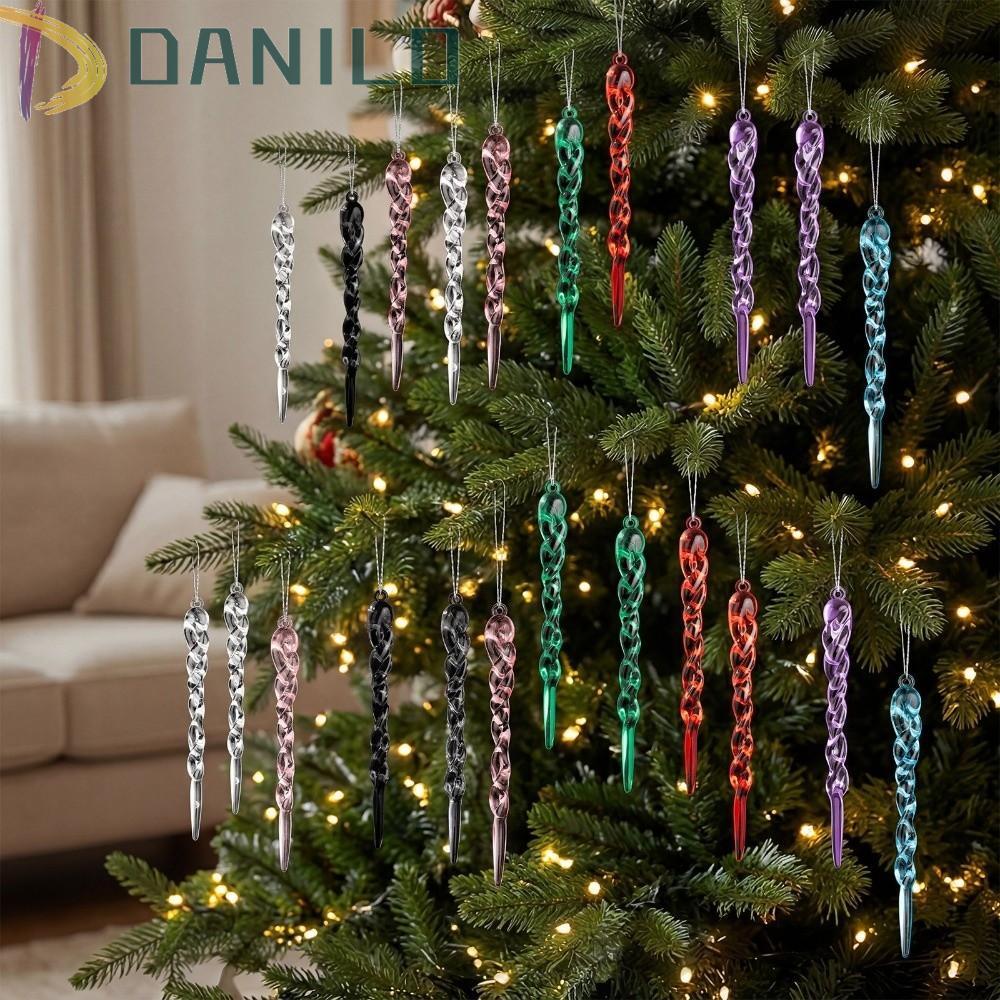 DANILO 12 ชิ้นต้นคริสต์มาส Icicle เครื่องประดับ,อะคริลิคจําลอง Icicle Xmas Icicle จี้,น้ําหนักเบา Sh