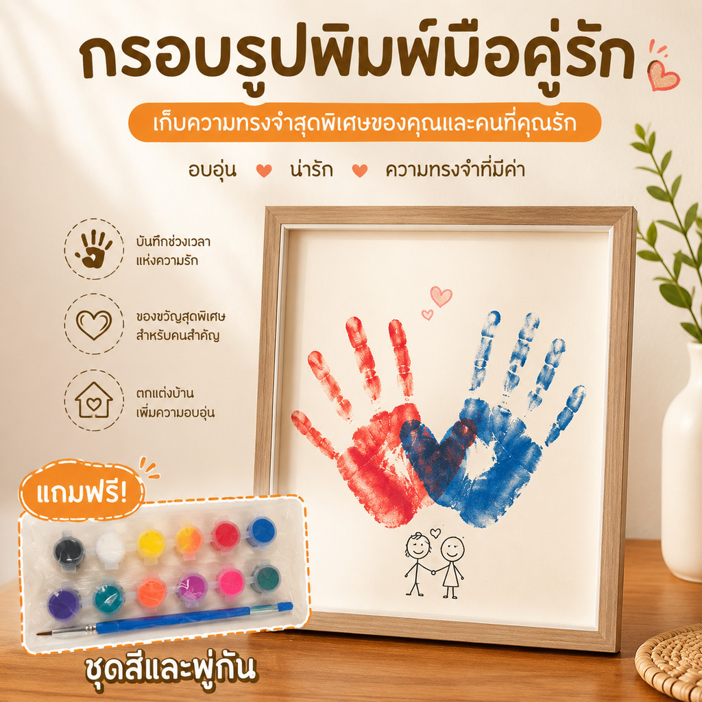 กรอบรูปลายมือ DIY คู่รัก แถมพู่กันและสี กรอบรูปที่ระลึก ของขวัญวันเกิด ของขวัญให้คู่รัก