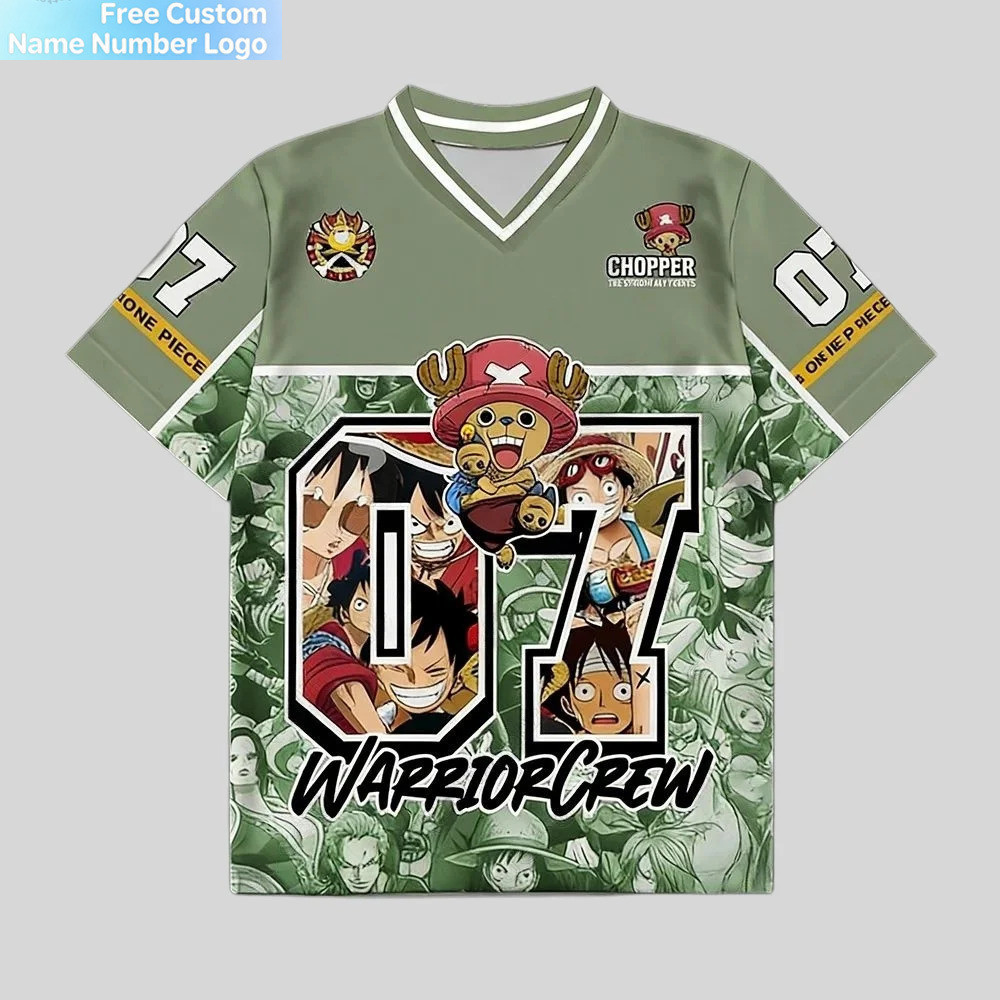 อะนิเมะOne Piece Luffyพิมพ์เสื้อฟุตบอลสําหรับผู้ใหญ่สบายๆHarajukuเสื้อแขนสั้นLuffyเสื้อCosplayเสื้อผ