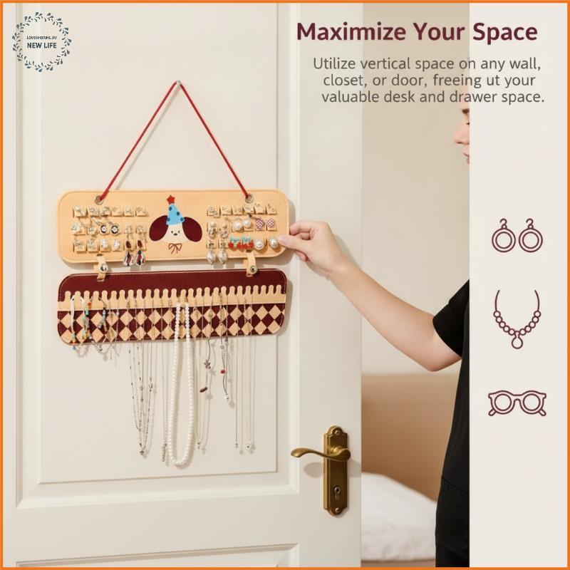 [LS] 3 in 1 Water Resistance Wall Mount Jewelry Storage Organizer ต่างหู Nelace Holder สําหรับห้องน้