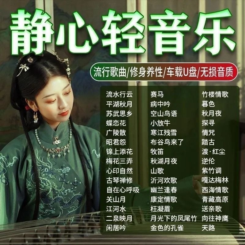 Tea Room Light Music U Disk คลาสสิก Boutique สุขภาพ Guzheng เพลงยอดนิยม Pure Music MP3 เพลงคุณภาพสูง