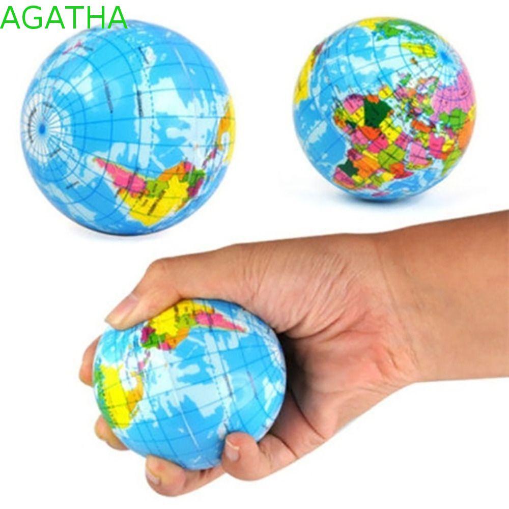 AGATHA World Map Foam Ball การออกกําลังกายข้อมือ Mini Earth Globe รุ่น Planet Earth Ball บีบของเล่นก