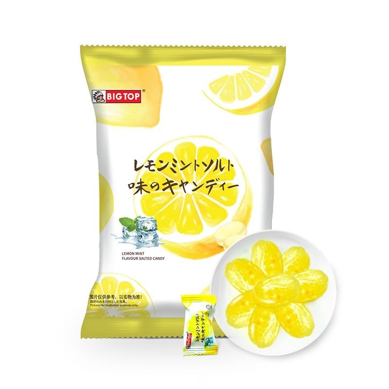 BIG TOP นําเข้าน้ําพีชสีขาว Hard Candy ผลไม้ขนมแต่งงาน Lemon Mint Salty Candy สด 100g % T260821