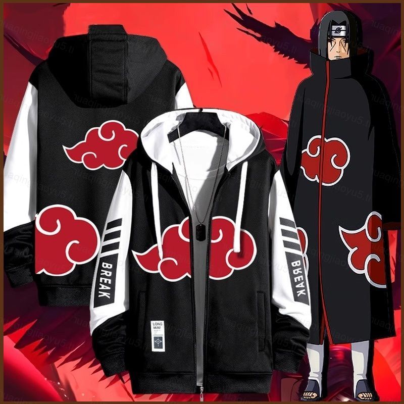 NARUTO Akatsuki Akakumo อะนิเมะซิป Hoodie coat jacket Unisex Top