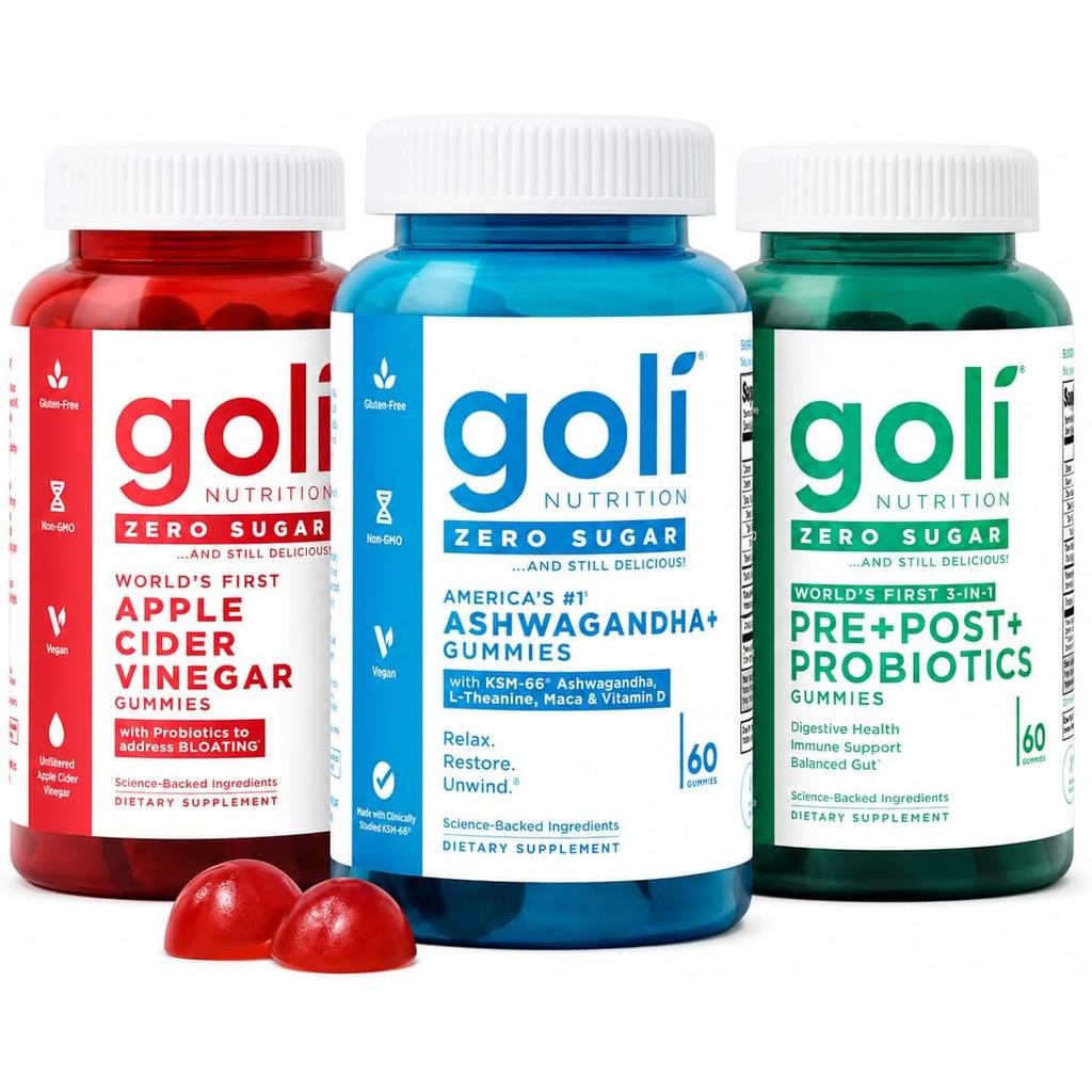 Goli Zero Sugar Trio - Worlds First 3-in-1 Pre, Post, Probiotic, Apple Cider Vinegar พร้อมวิตามินบี 