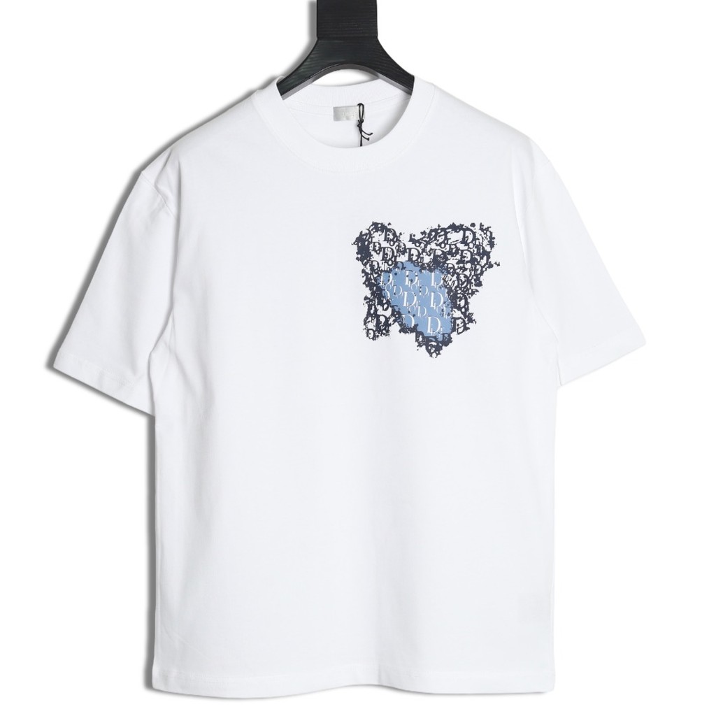 Dior Dior Daily Wear เสื้อยืดแขนสั้นผู้ชายผู้หญิงรอบคอ Slim-fit Co-Branded Bottoming เสื้อ Breathabl