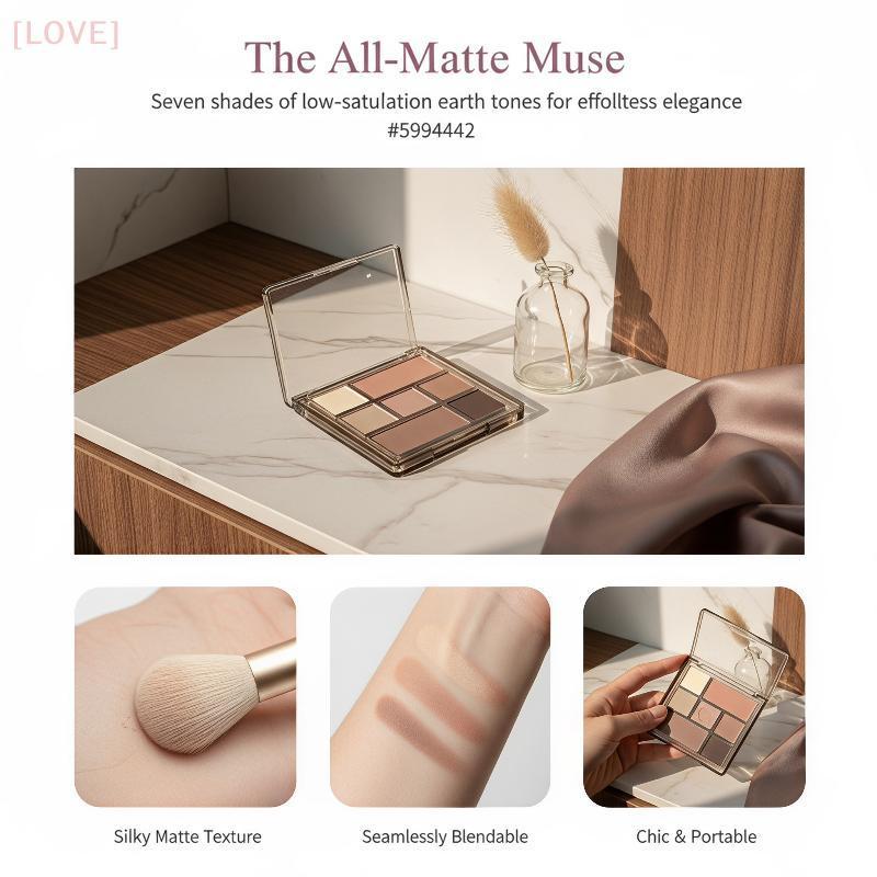 [LOVE] 7 สี Matte Neutral Makeup Palette All In One Long Lasting Velvet Texture สําหรับผู้หญิง Daily