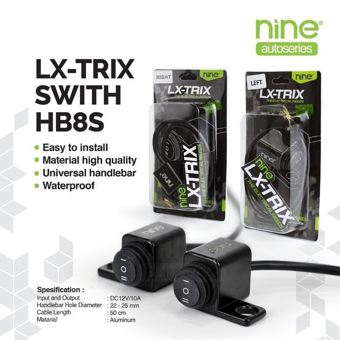 NINE LX-TRIX สวิตช์ไฟรถจักรยานยนต์ 3 ฟังก์ชั่นสวิตช์กระจกมองหลังรถจักรยานยนต์กันน้ํา HB8s - NINE AUT