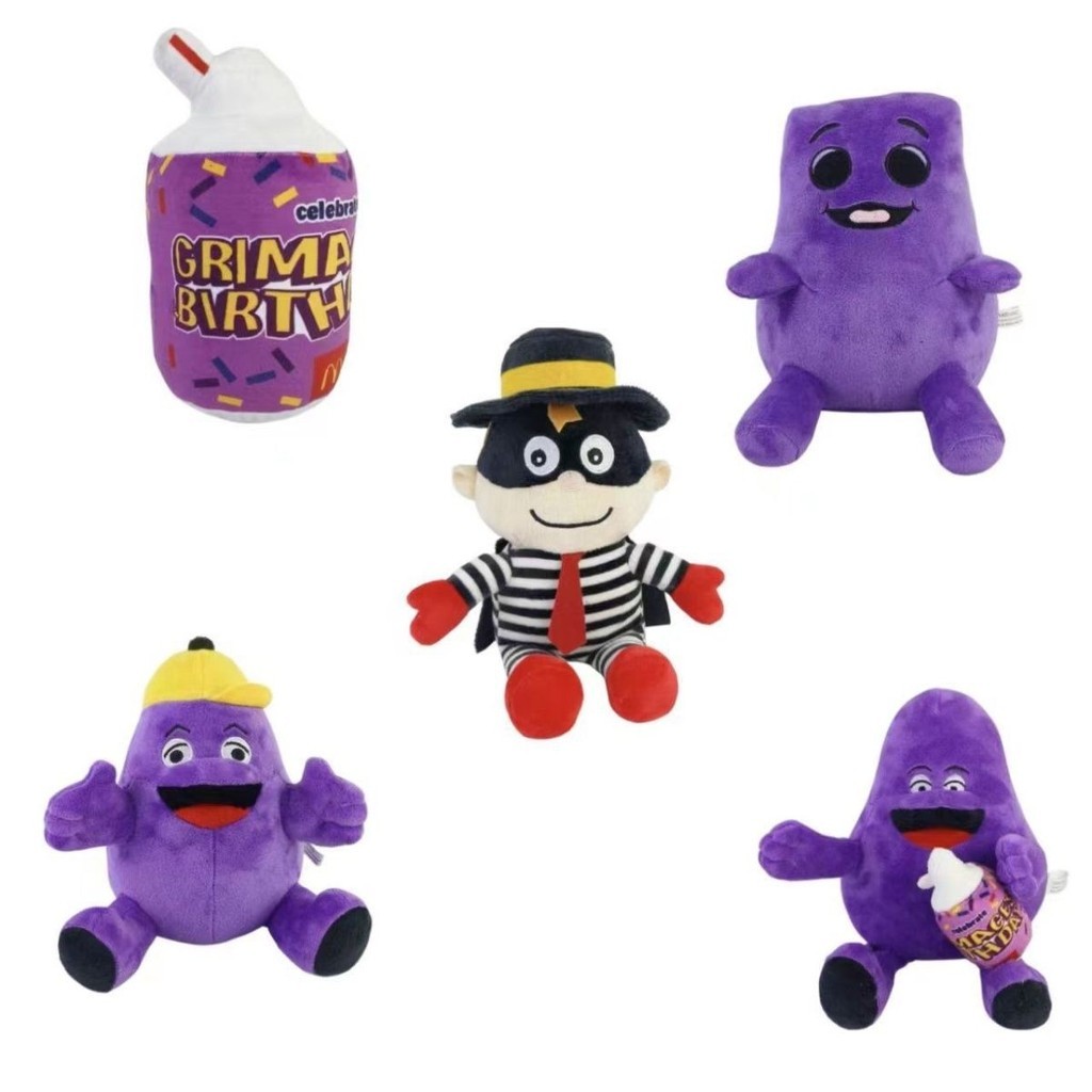 [ks1194.th] McDonalds New Milkshake Doll YellowHat ตุ๊กตาสีม่วง Grimace Plush Toy Monster McDonalds 