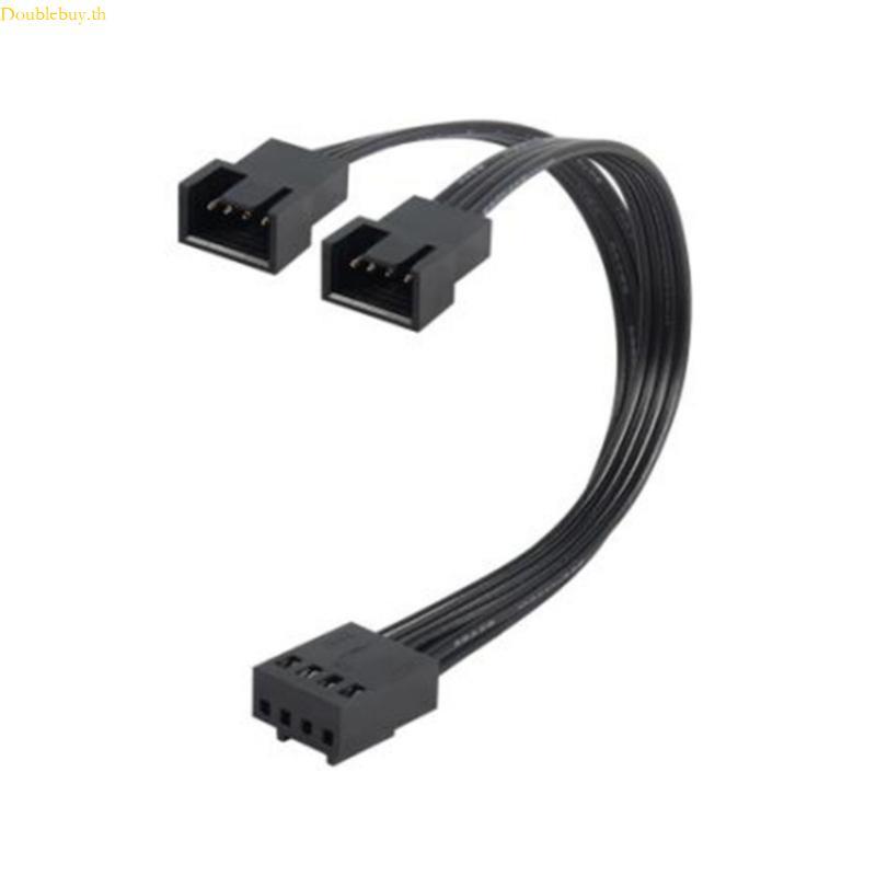 Doublebuy 1 ถึง 2 วิธี 4Pin PWM พัดลมสาย PWM Extension Splitter สายสีดํา Sleeved 13 ซม.สายต่อตัวเชื่