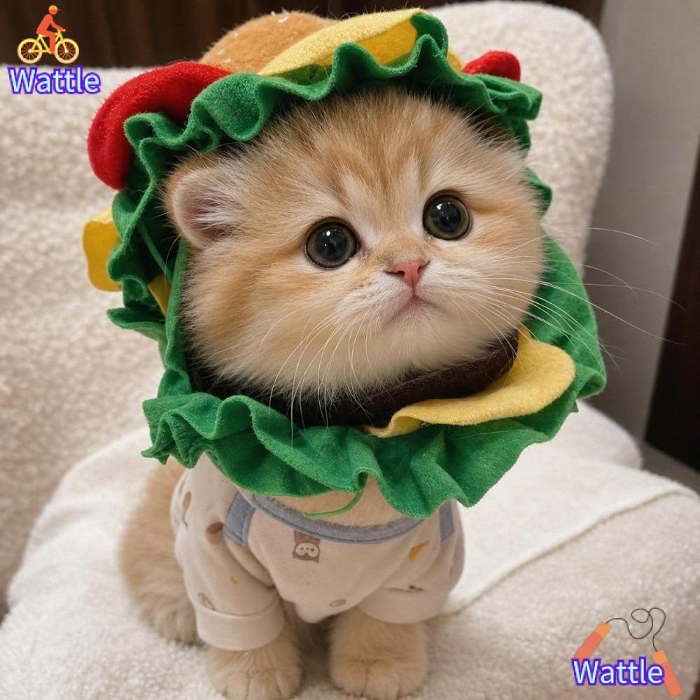 WATTLE Pet Burger Hat, Hamburger Cross Dressing Cat Headgear, Festival Cosplay Funny Adjustable Dog 