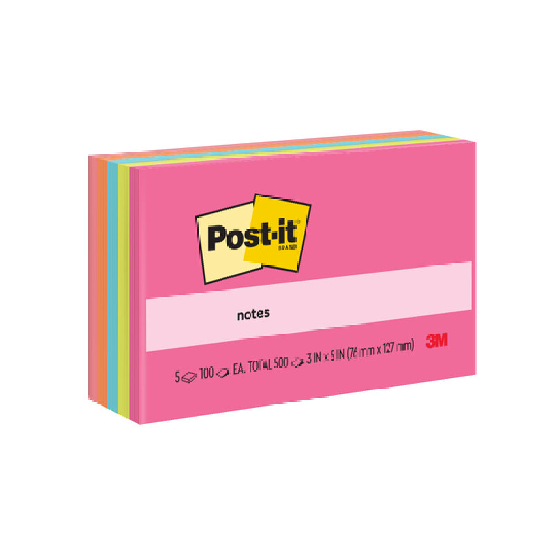 POST-IT กระดาษโน้ต Sticky Notes รุ่น 655-5AN ขนาด 3x5 นิ้ว (แพ็ค 5 เล่ม)