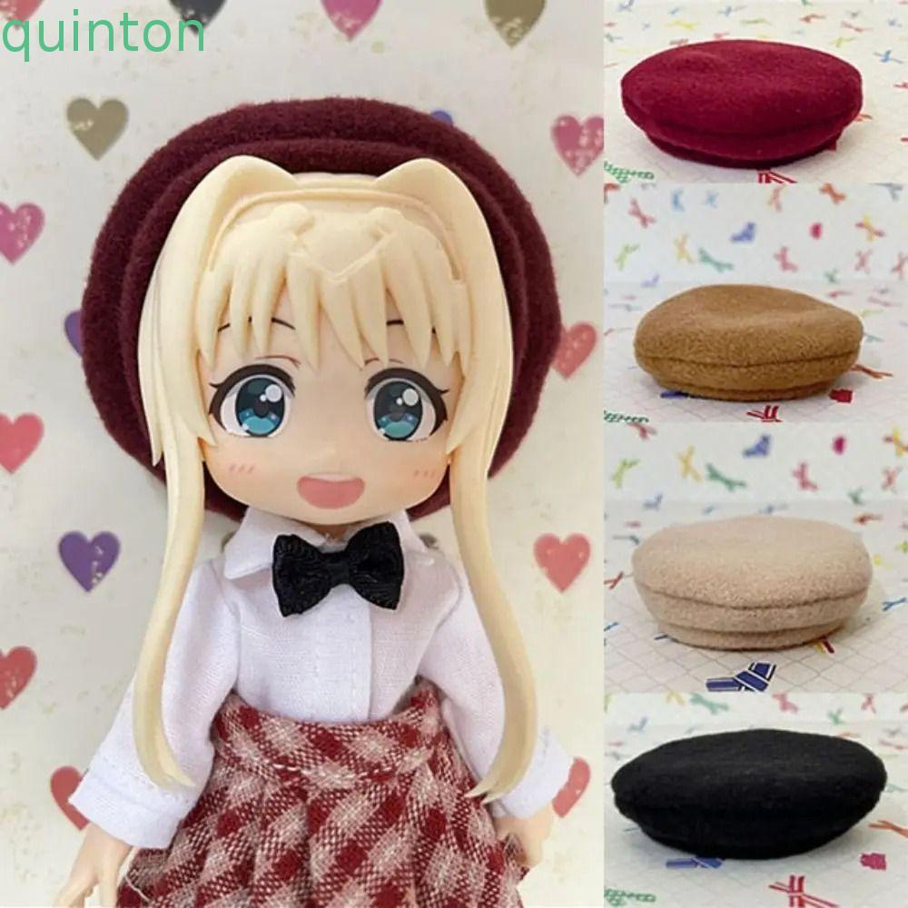 QUITON BJD ตุ๊กตาหมวกทําด้วยผ้าขนสัตว์, แต่งตัว Handmade 1/12 BJD ตุ๊กตา Beret หมวก, คอสเพลย์เสื้อผ้