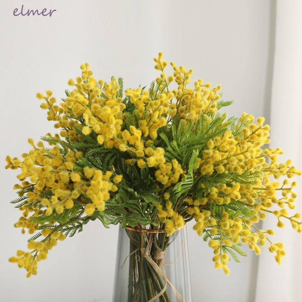 ELMER ดอกไม้ปลอมสําหรับตกแต่งบ้านสเปรย์ผลไม้สาขางานแต่งงานตารางสีเหลืองเทศกาลดอกไม้ประดิษฐ์