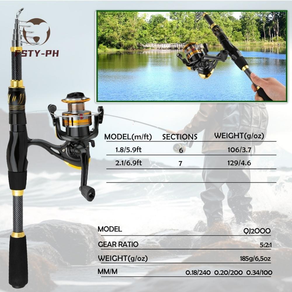 เสาตกปลาแบบยืดไสลด์ Dark Gold Finish Ergonomic Eva Grip All-in-one Solution
