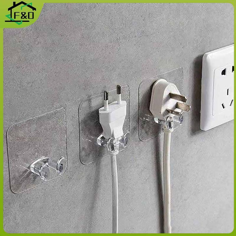 F&O 10 ชิ้น Wall Storage Hook Punch-ฟรีปลั๊กไฟ Soet ผู้ถือตะขอครัวผนังกาวแขวนห้องน้ํา