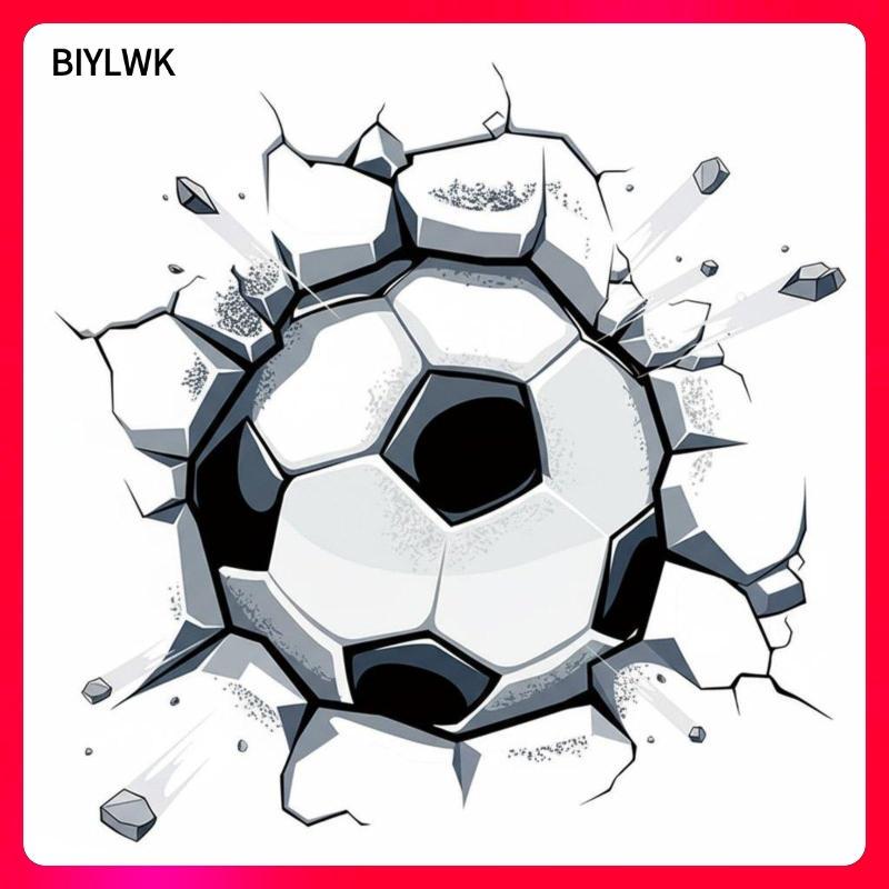 [Phenvo] Soccer Ball Wall Decal Self Soccer Ball Decal Cling Cracked Wall Football