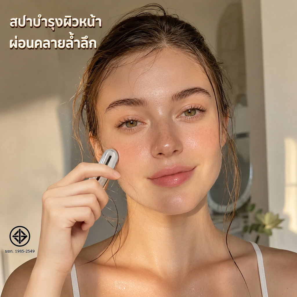 เครื่องนวดความงามอิเล็กทรอนิกส์แฟชั่น นวดด้วยคลื่นความถี่สูง 12000 ช่วยบำรุงผิวด้วยเซรั่มและคอลลาเจน