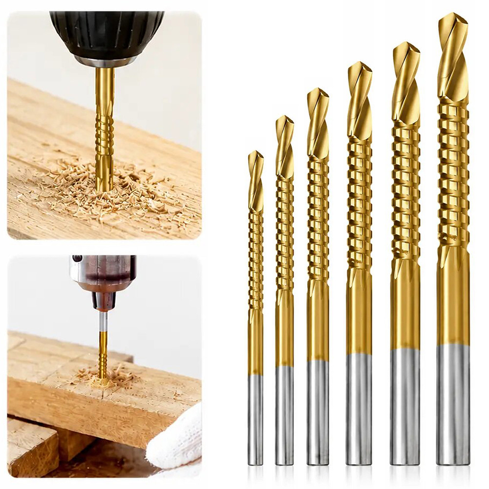 6 ชิ้น/เซ็ต HSS-Drill Bits Twist-Hard โลหะเครื่องมือไฟฟ้าสําหรับไม้