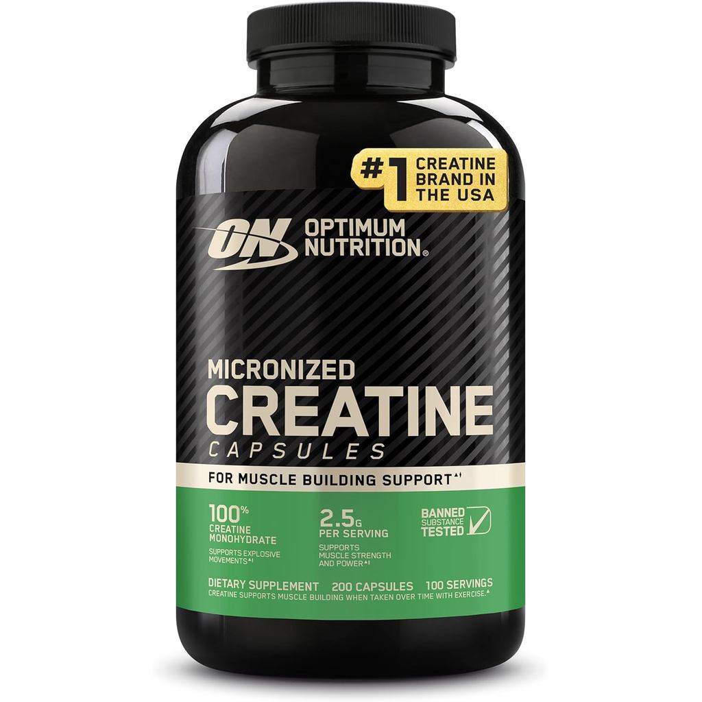 Optimum Nutrition Micronized Creatine Monohydrate Capsules, 200 Ct