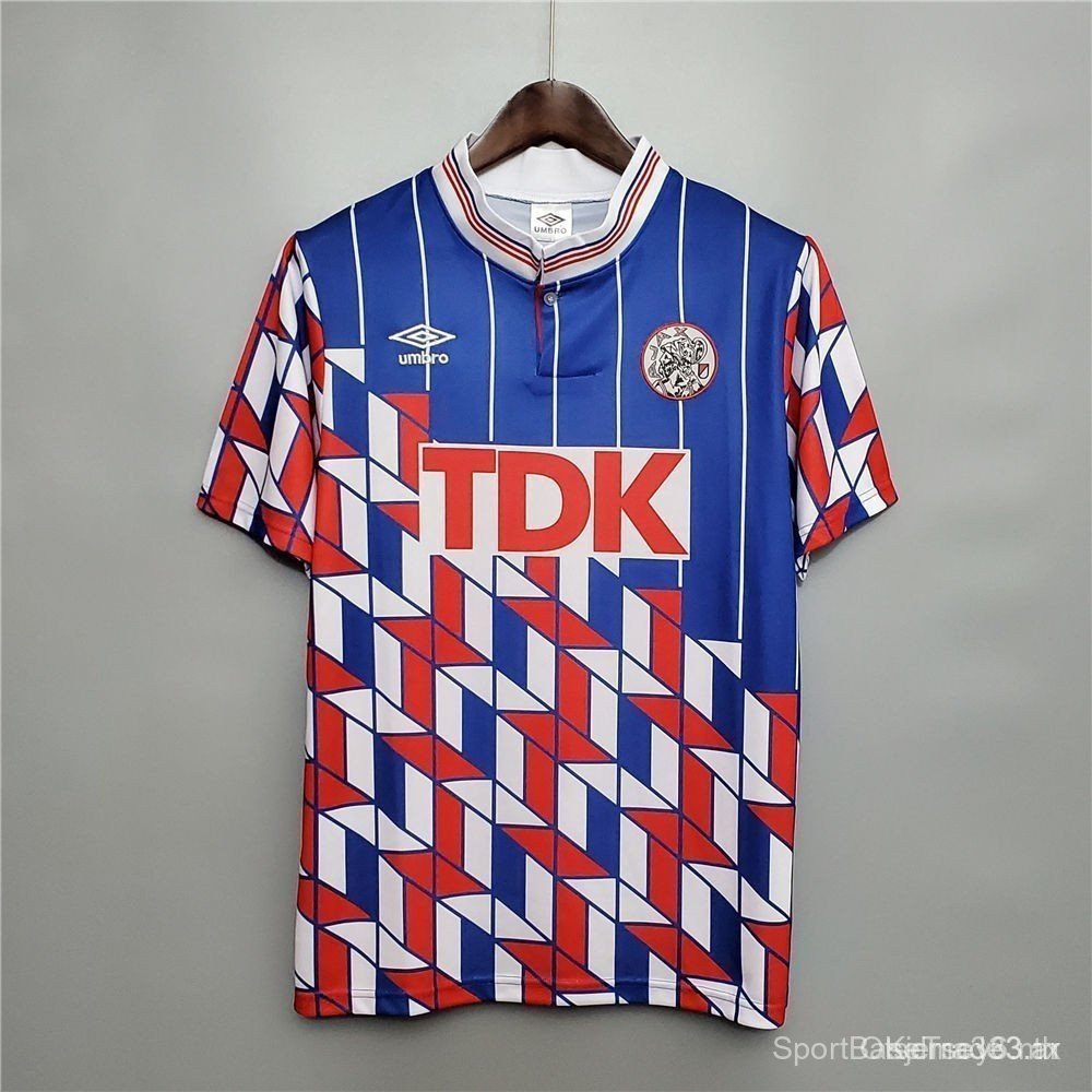 89-90 Ajax Visitante Futbol Jersey SSS+ NXXD